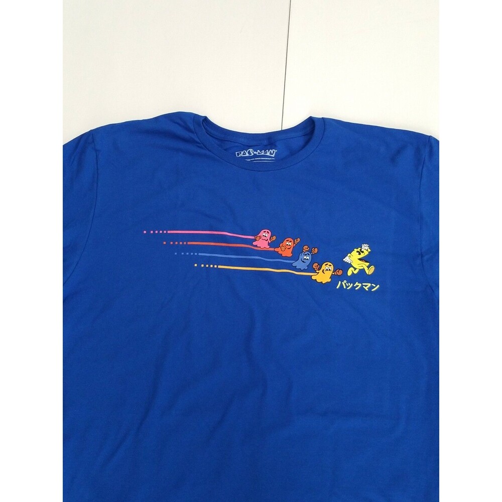 Loot Crate Pac-Man Retro Blue T-Shirt Mens XL Pac Man Video Game Ghosts Chasing